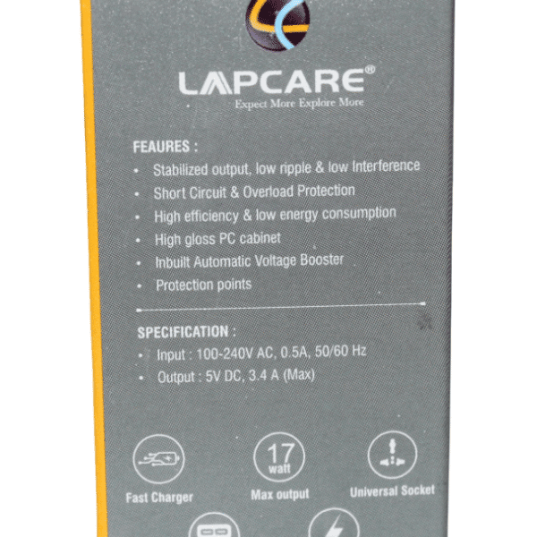 LAPCARE MULTI-PORT FAST TRAVEL CHARGER | 3.4 AMPS | USB PORT