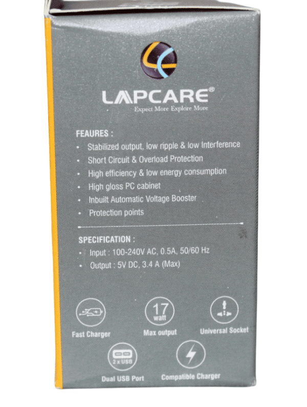 LAPCARE MULTI-PORT FAST TRAVEL CHARGER | 3.4 AMPS | USB PORT