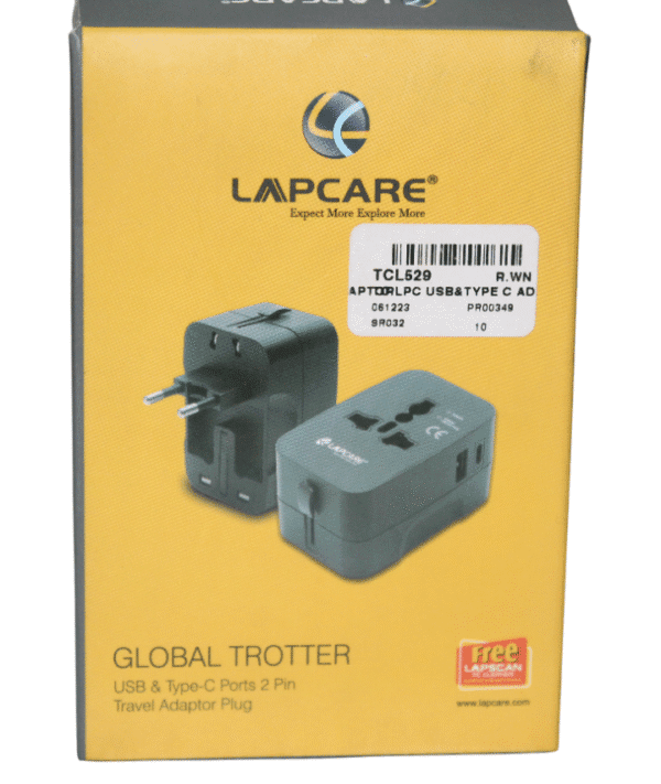 LAPCARE TRAVEL ADAPTER PLUG | 10 AMPS | USB & TYPE-C PORTS 2 PIN