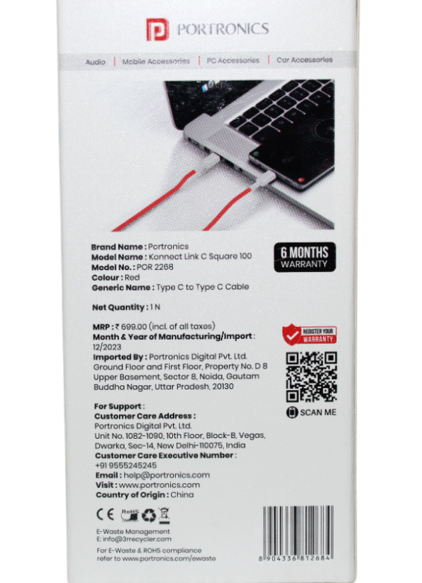 PORTRONICS CABLE | TYPE-C to TYPE-C