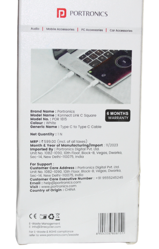 PORTRONICS CABLE | TYPE-C to TYPE-C