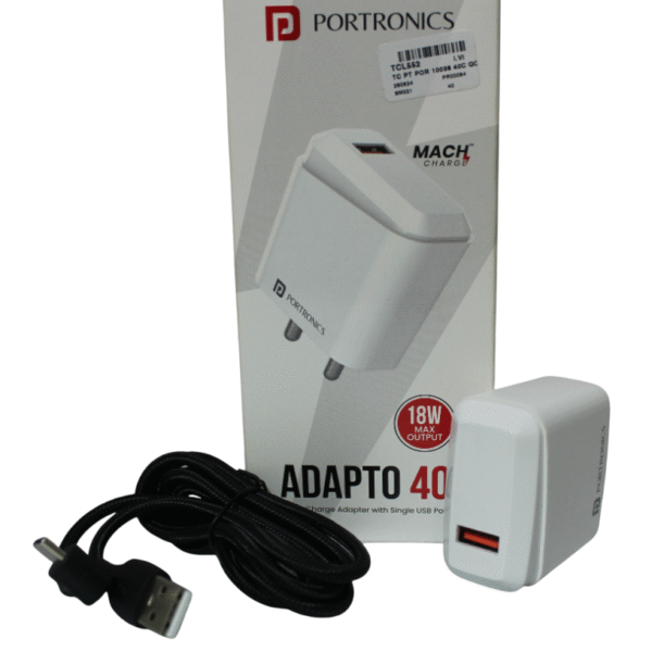 PORTRONICS POWER ADAPTER WITH CABLE | 18W | USB- C TYPE