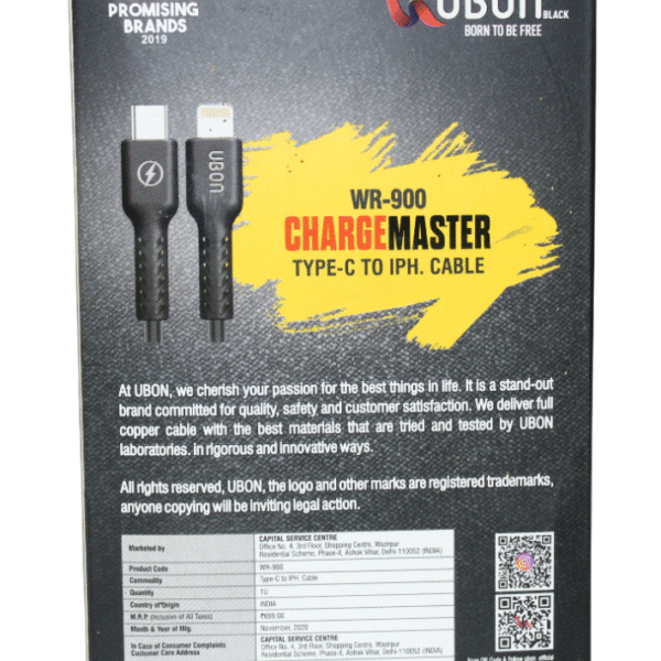 UBON CABLE | TYPE C TO LIGHTINING | 2.4A
