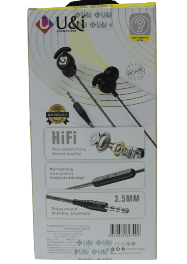 U&I BLACK-BACK U&I WIRED HEADPHONE